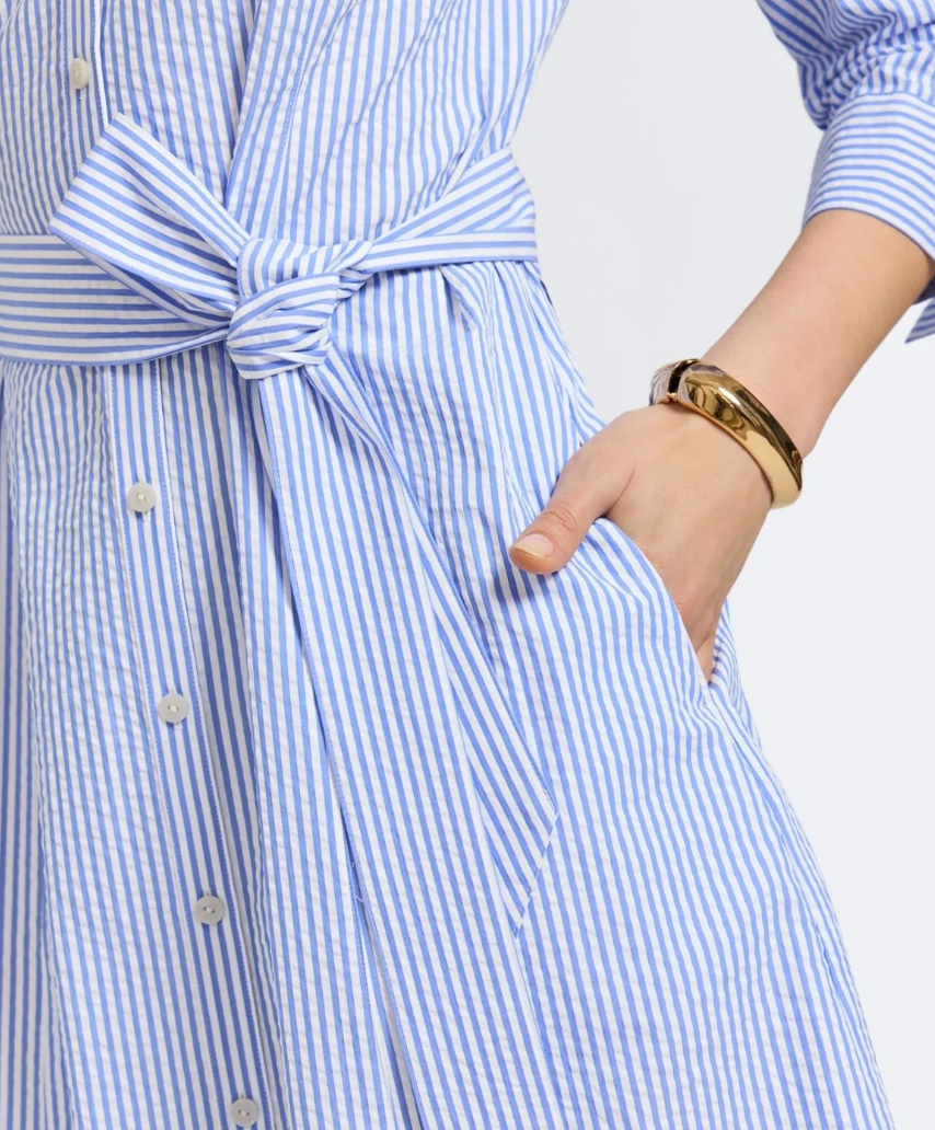 Foxcroft Fiona Seersucker 3/4 Sleeve Dress