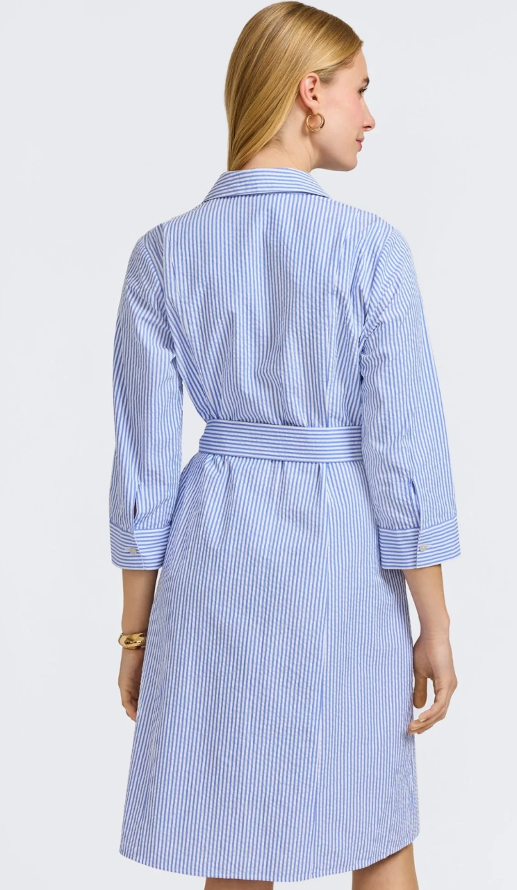 Foxcroft Fiona Seersucker 3/4 Sleeve Dress
