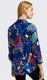 Foxcroft Zoey Linen Nautical Flags Shirt
