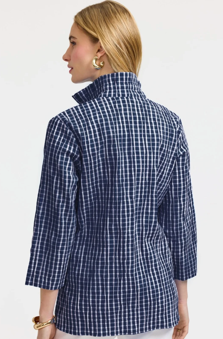 Foxcroft Carolina Crinkle Shirt Jacket Navy