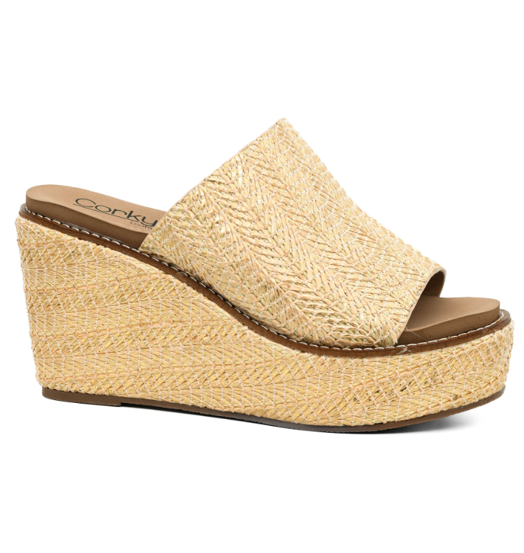 Corkys Mugshot Wedge Gold Wash Raffia