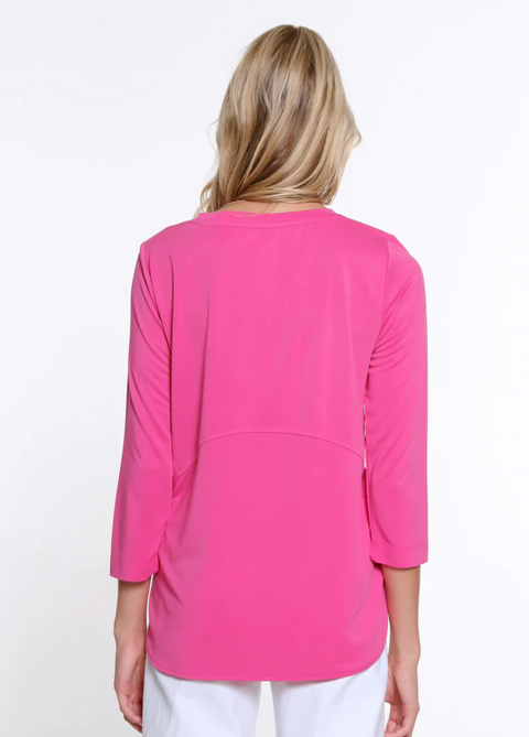 Multiples Tulip Hem Top Fuchsia