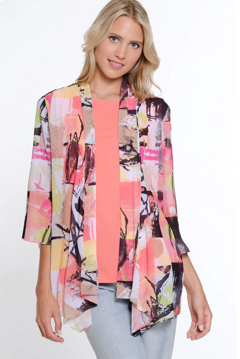 Multiples Drapey Open Front Jacket Multi