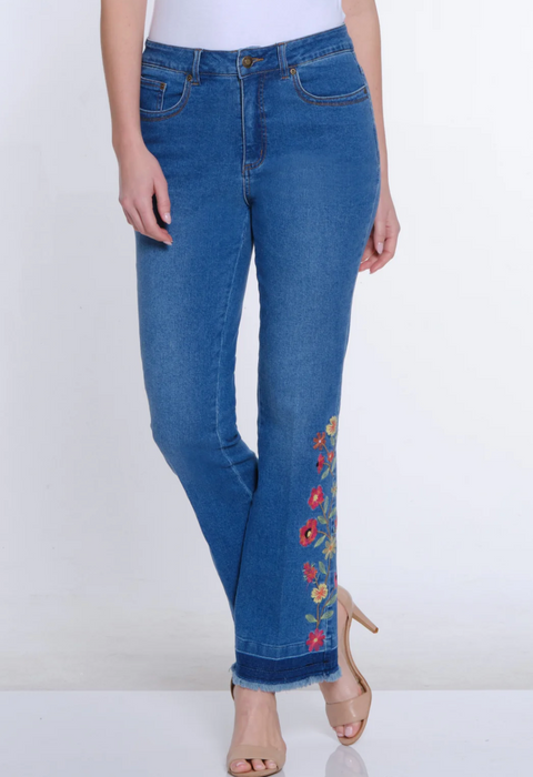 Multiples Boot Cut Jean w Embroidery