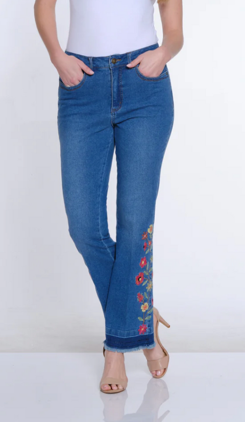 Multiples Boot Cut Jean w Embroidery