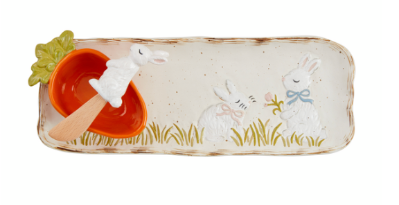 Mud Pie Bunny Dip and Tray Set