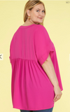 Classy Casual V Neck Top Pink