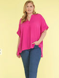 Classy Casual V Neck Top Pink