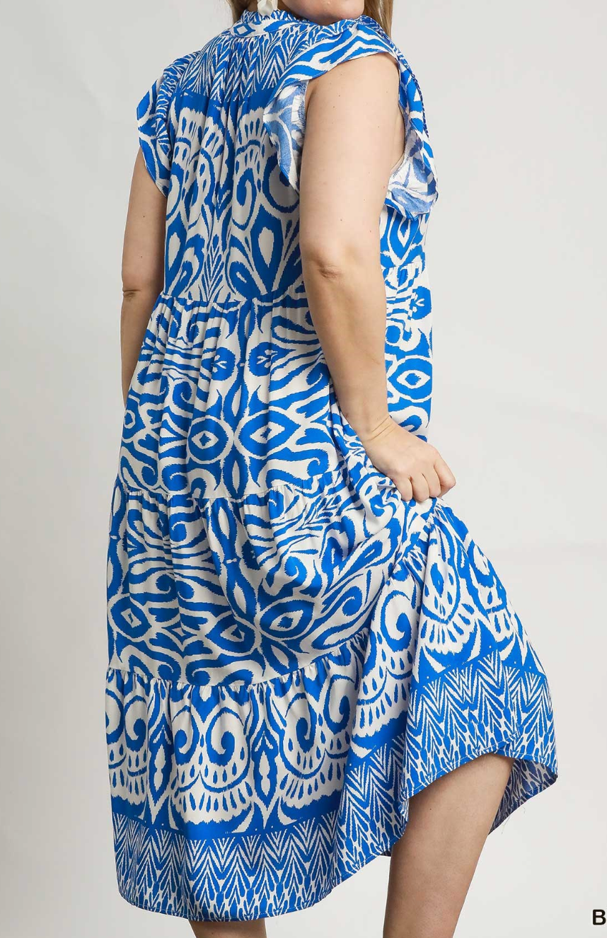 Umgee Royal Print Sleeveless Dress