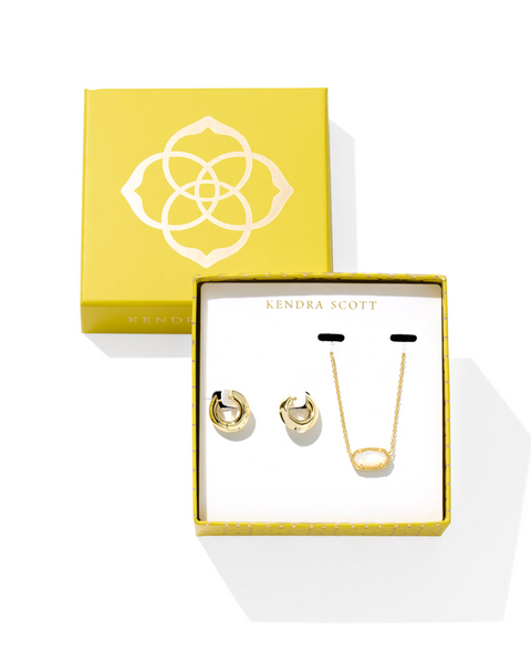 Kendra Scott Elisa and Mikki Gold Gift Set Ivory Mother-of-Pearl