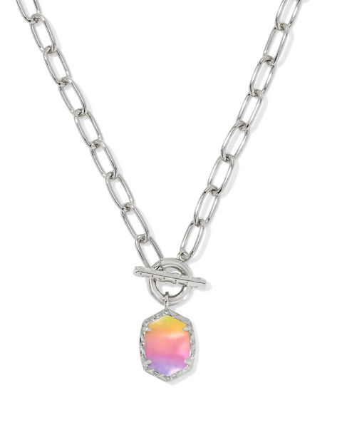 Kendra Scott Daphne Silver Link and Chain Necklace Sunrise Watercolor Illusion