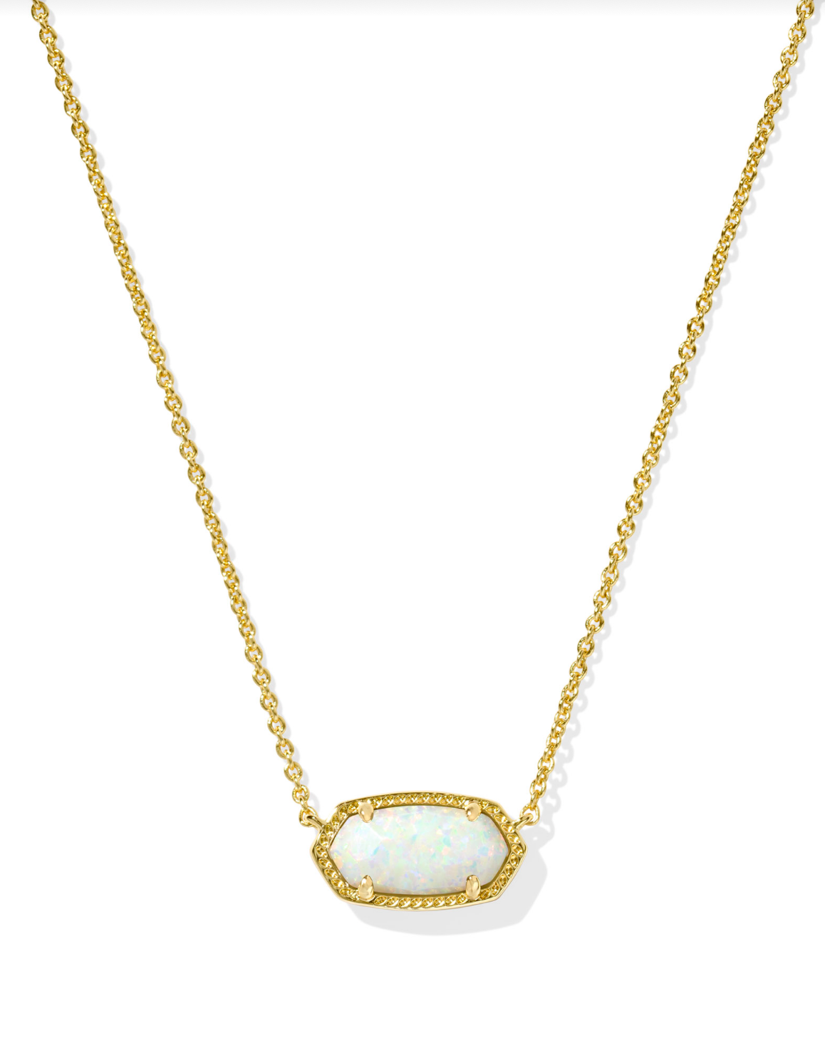 Kendra Scott Elisa Gold Short Pendant Necklace Light Yellow Kyocera Opal