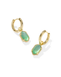 Kendra Scott Hallie Gold Huggie Earrings Mint Green Watercolor Illusion