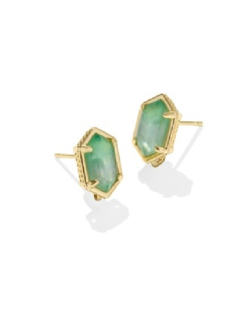 Kendra Scott Hallie Gold Convertible Drop Earrings Mint Green Watercolor Illusion