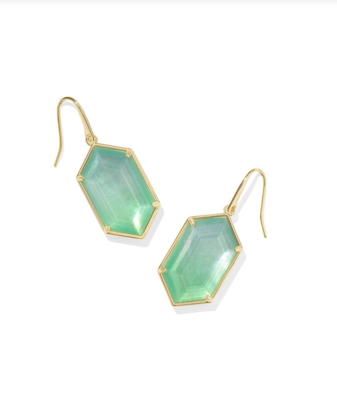 Kendra Scott Hallie Silver Drop Earrings Mint Green Watercolor Illusion