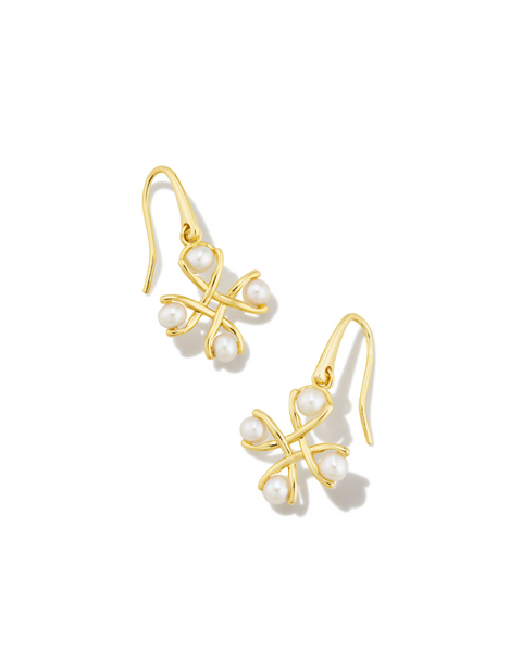 Kendra Scott Everleigh Gold Pearl Drop Earrings White Pearl