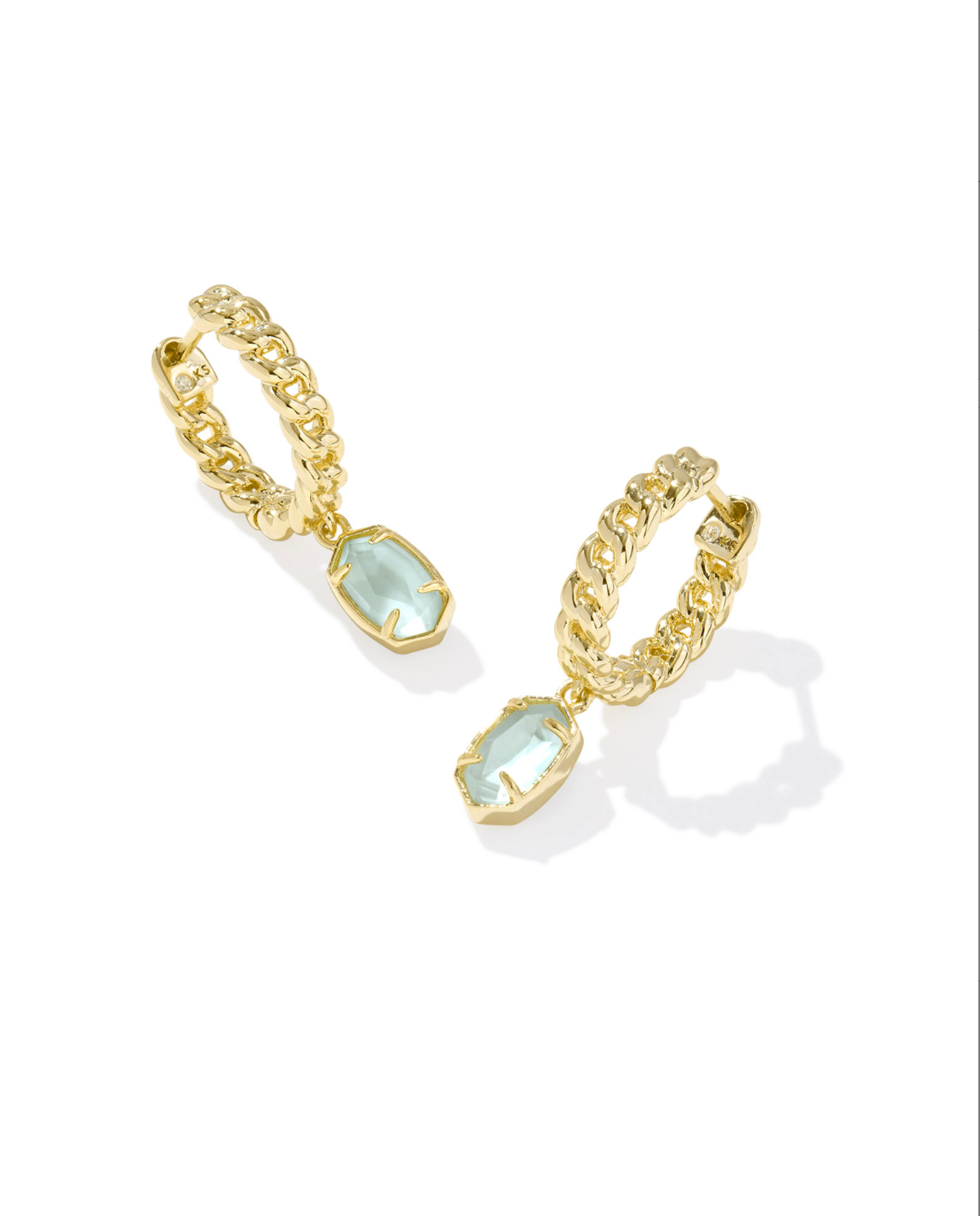 Kendra Scott Emilie Gold Huggie Earrings Light Blue Illusion