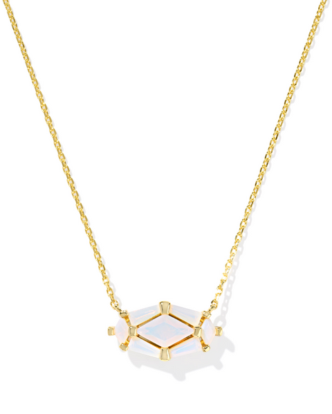 Kendra Scott Lindy Rae Elisa Gold Short Pendant Necklace White Opalite Crystal