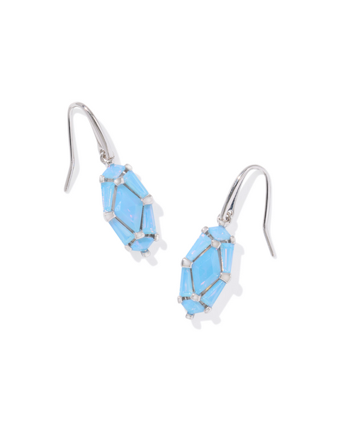 Kendra Scott Lindy Rae Lee Silver Drop Earrings Light Blue Opalite Crystal