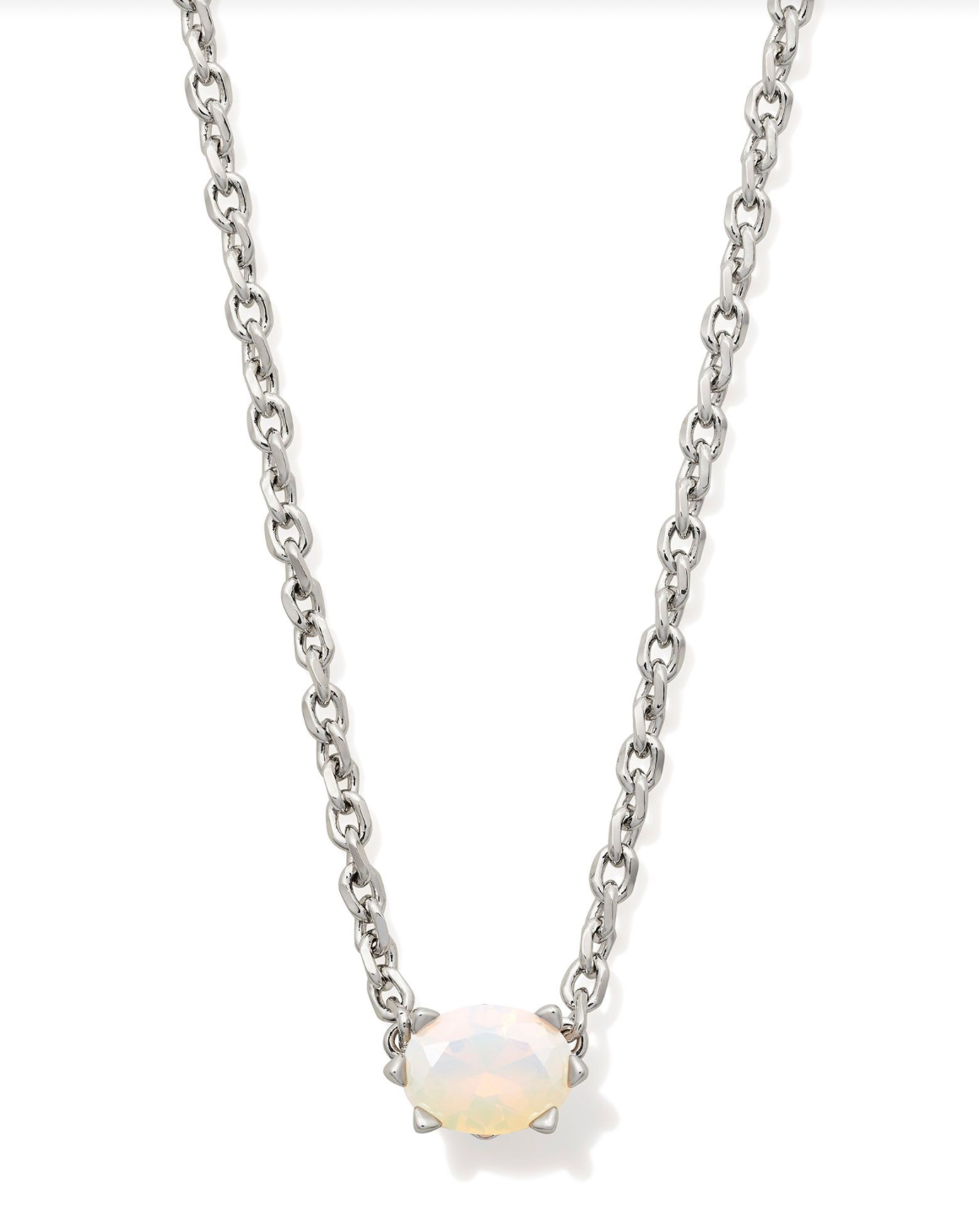 Kendra Scott Cailin Silver Pendant Necklace Champagne Opal Crystal