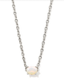 Kendra Scott Cailin Silver Pendant Necklace Champagne Opal Crystal
