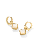 Kendra Scott Mallory Rose Gold Huggie Earrings Ivory Mother of Pearl