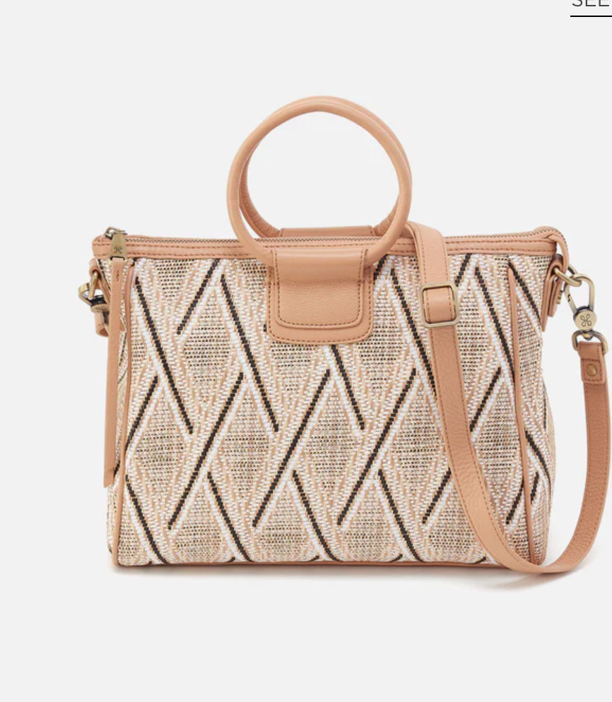 Hobo Sheila Medium Satchel Cream Raffia