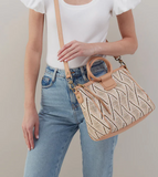 Hobo Sheila Medium Satchel Cream Raffia