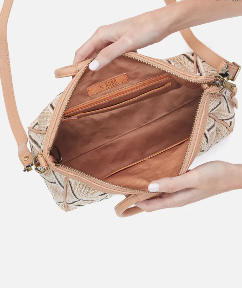 Hobo Sheila Medium Satchel Cream Raffia