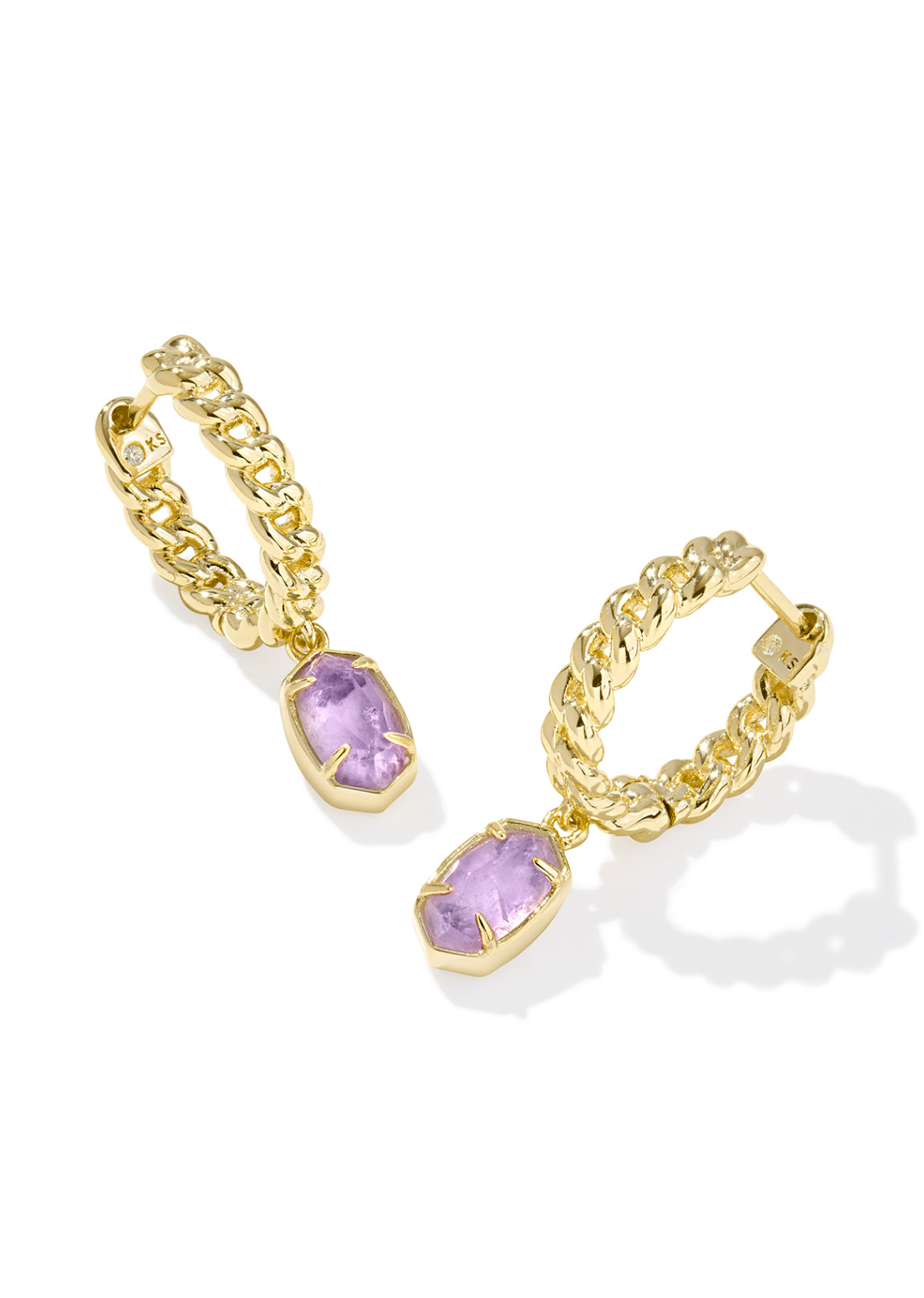 Kendra Scott  Emilie Gold Huggie Earrings Purple Amethyst