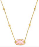 Kendra Scott Elisa Lattice Frame Gold Short Pendant Necklace Blush Ivory Mother of Pearl