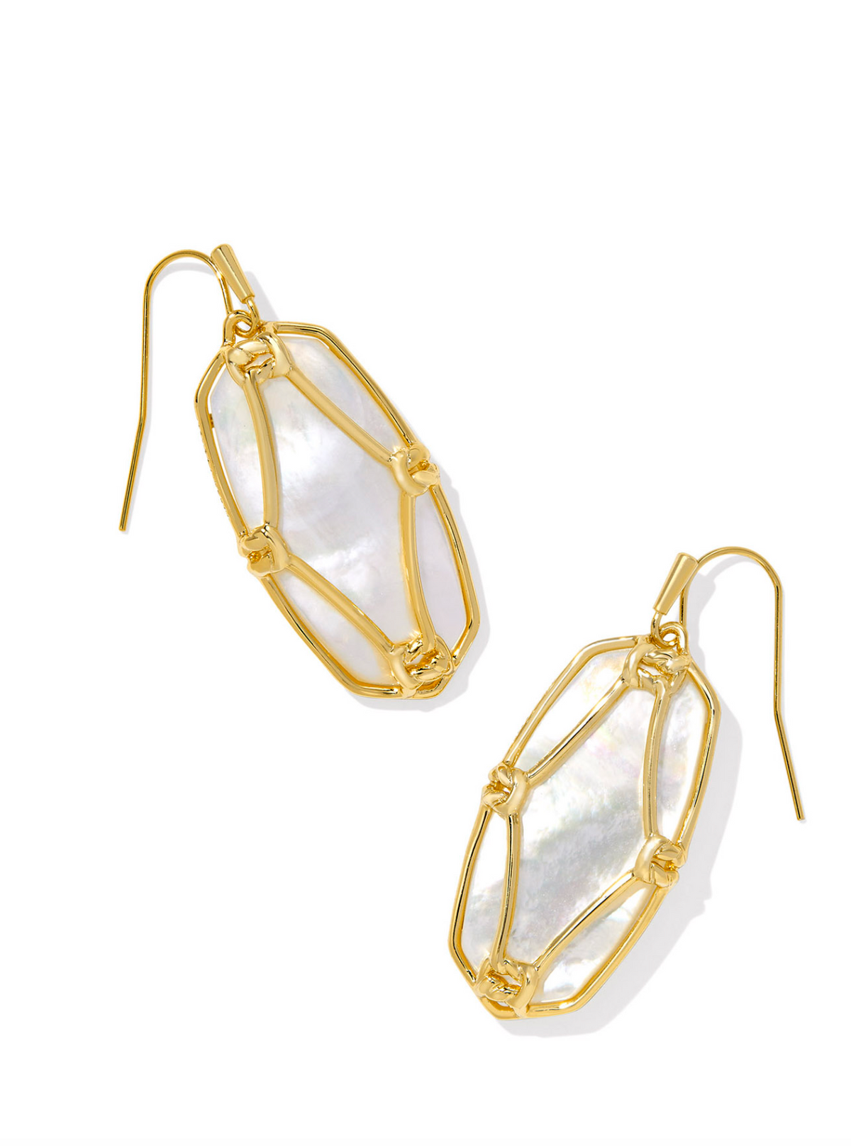 Kendra Scott Elle Lattice Frame Gold Drop Earring Ivory Mother of Pearl