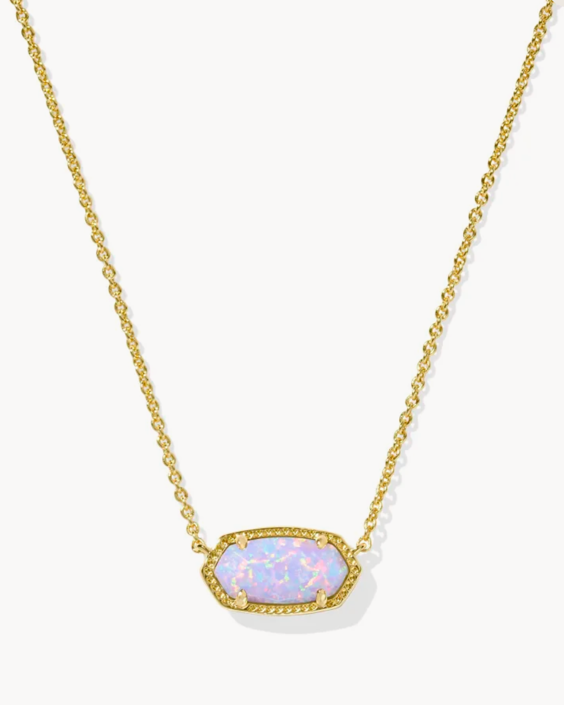 Kendra Scott Elisa Gold Short Pendant Necklace Lilac Kyocera Opal