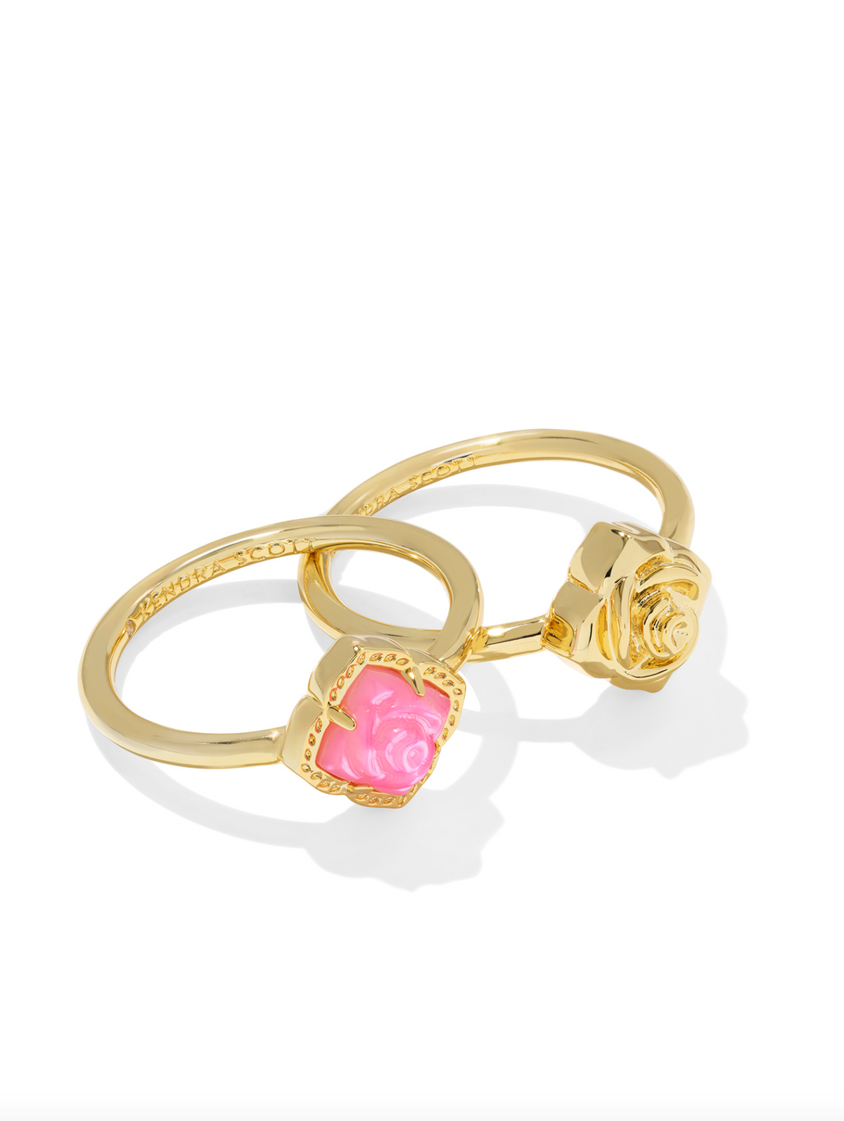 Mallory Rose Gold Ring Set Blush Ivory Mother of Pearl