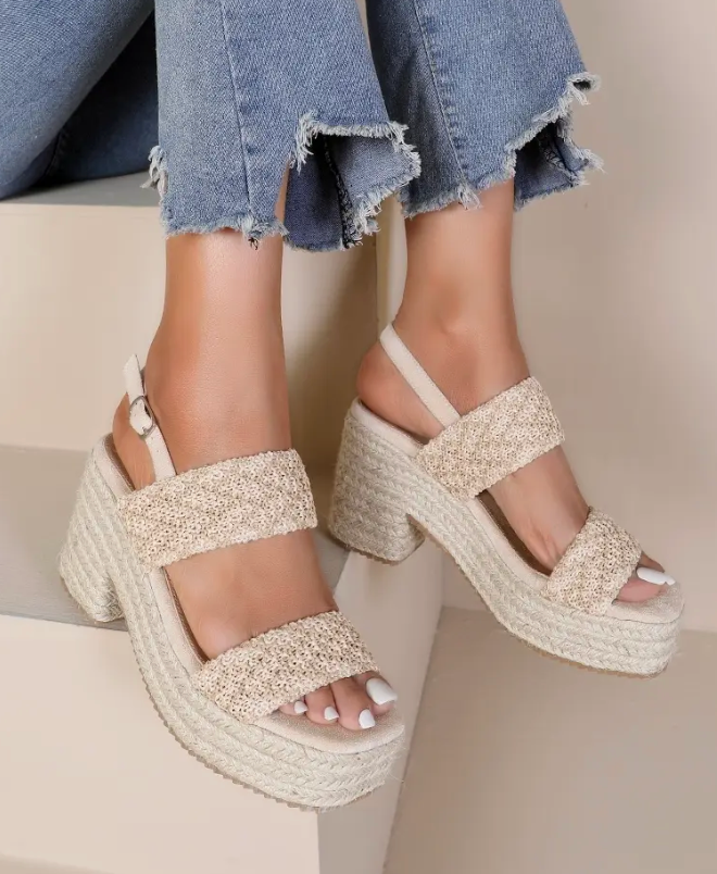 Wedge Espadrille Sandals Beige