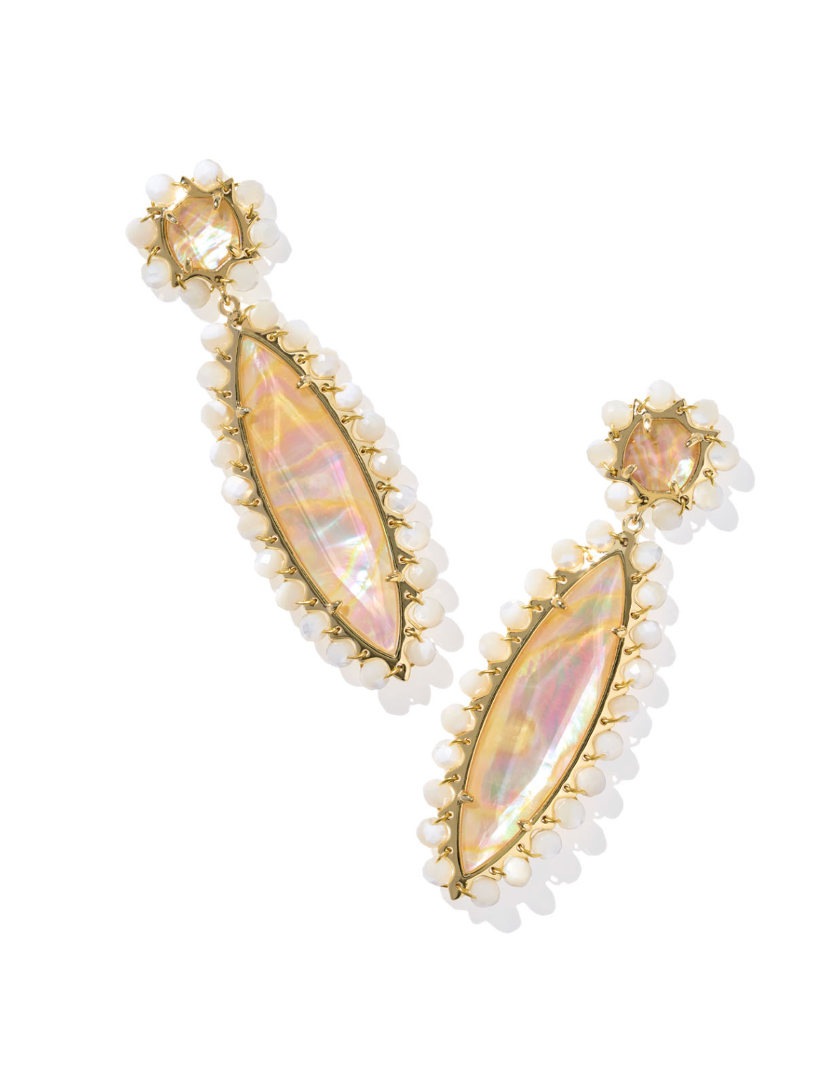 Kendra Scott Genevieve Gold Iridescent Abalone Beaded Statement Earrings