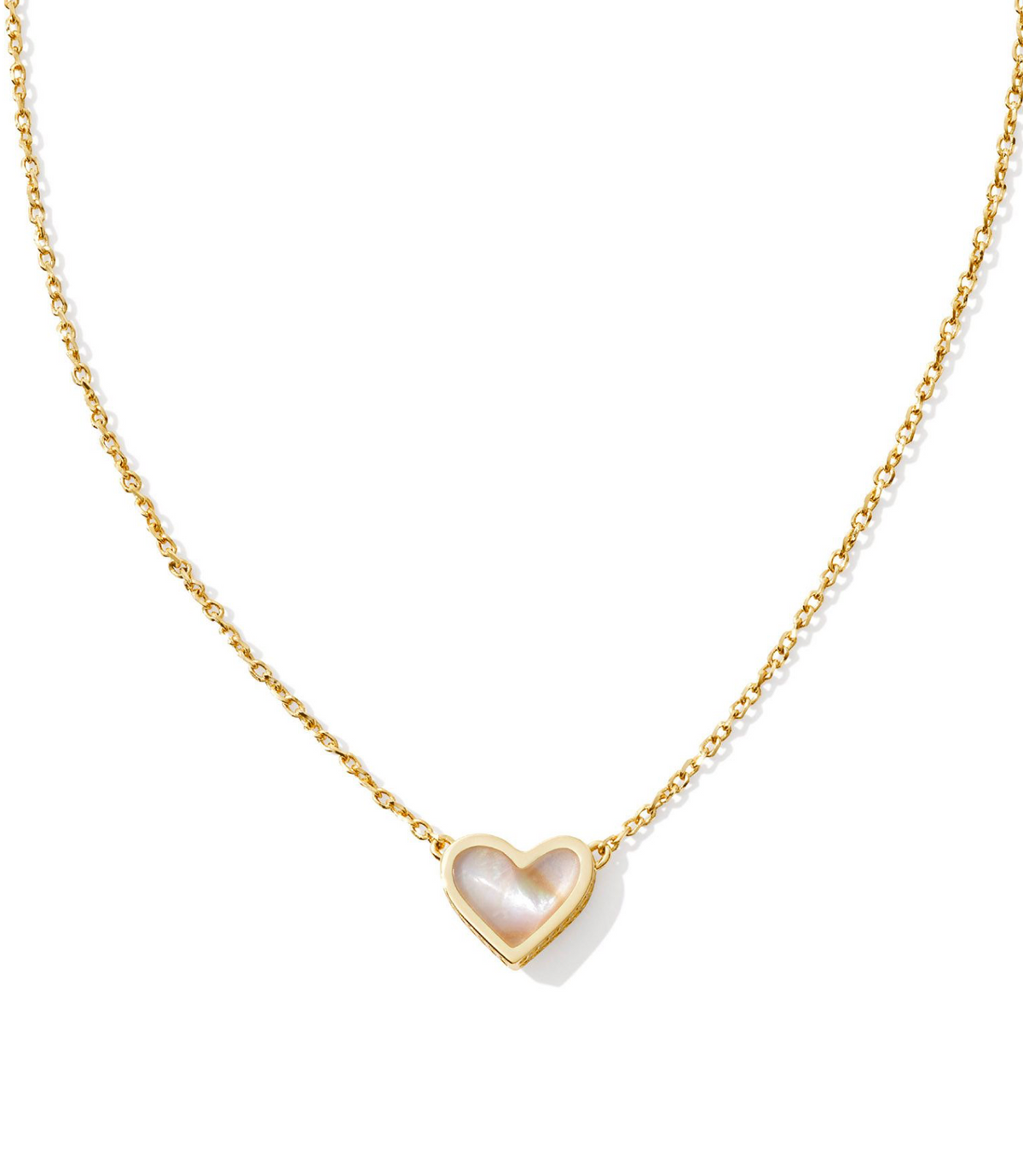 Kendra Scott Framed Ari Heart Gold Short Pendant Necklace Iridescent Abalone