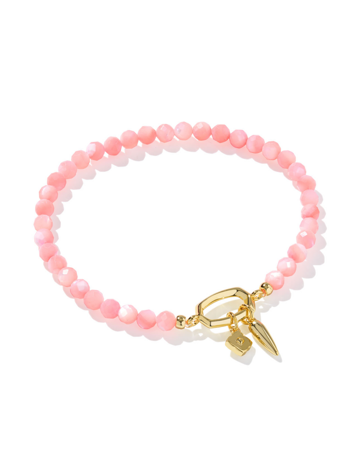 Kendra Scott Sylvia Gold Pink Chalcedony Stretch Bracelet Pink Chalcedony