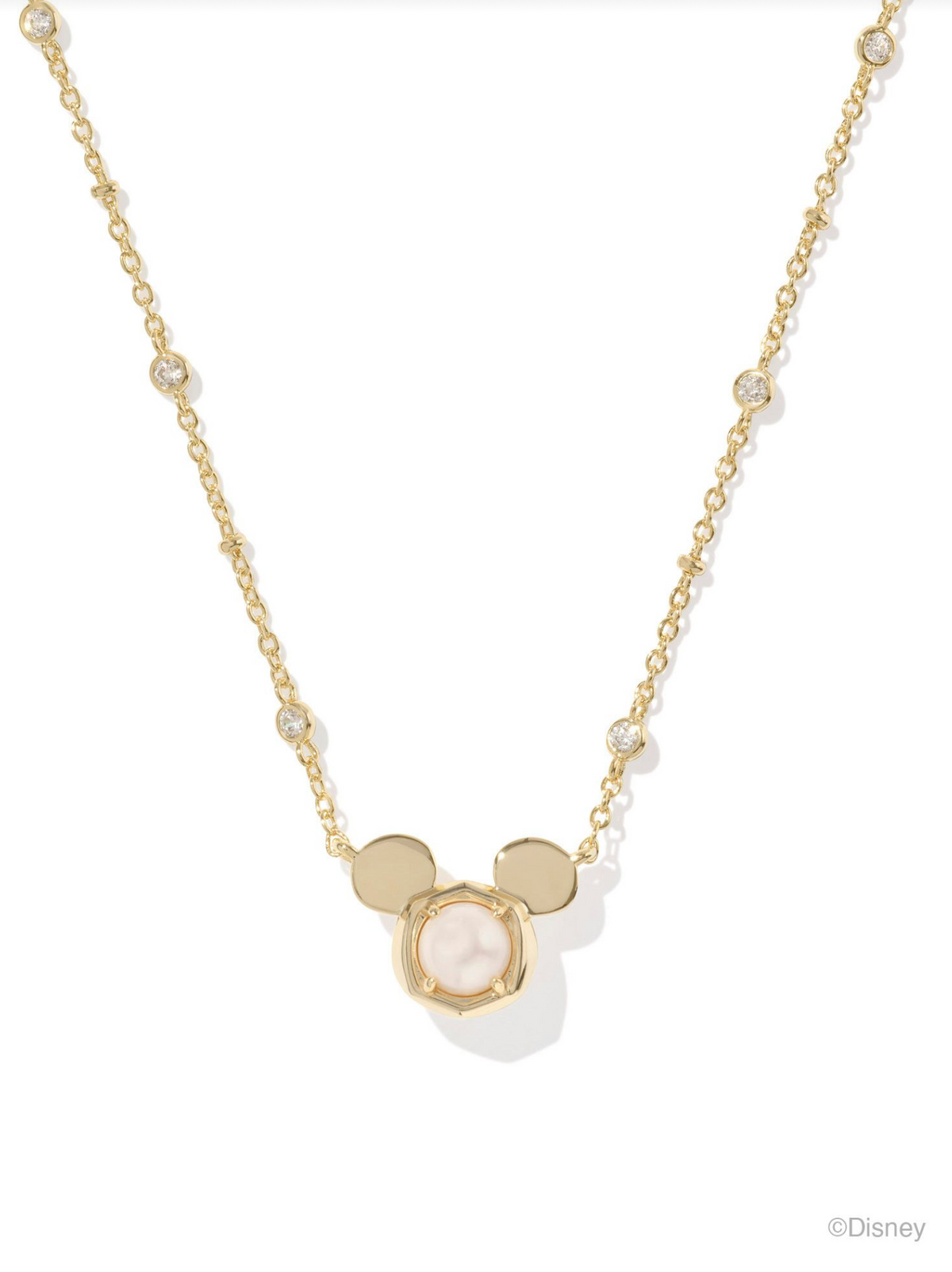Kendra Scott Mickey Mouse Pendant Necklace Gold White Pearl