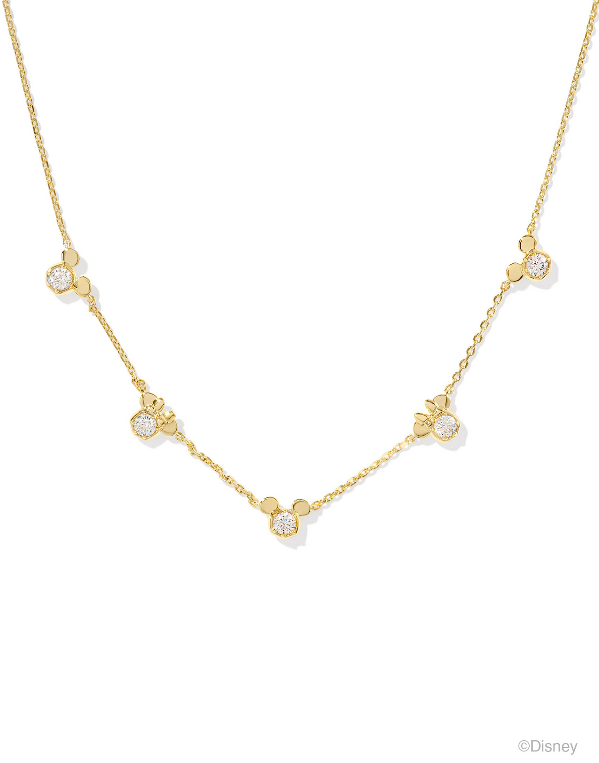 Kendra Scott Mickey Mouse Strand Necklace Gold White Crystal