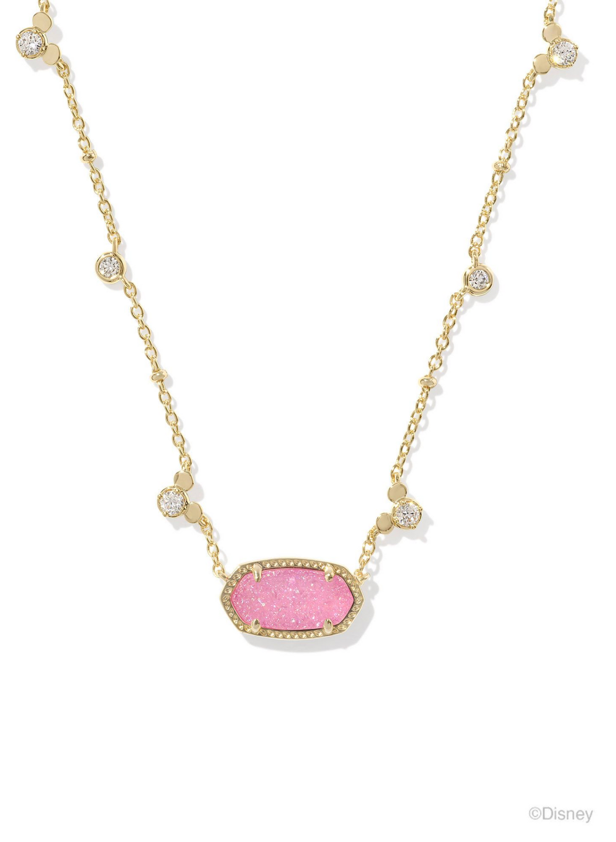 Kendra Scott Mickey Mouse Elisa Necklace Gold Hot Pink Drusy
