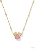 Kendra Scott Gold Minnie Mouse Short Pendant Necklace Hot Pink Glitter