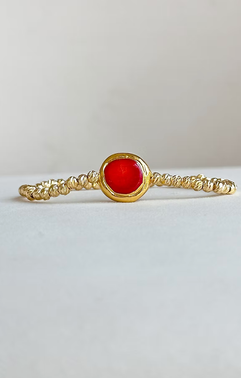 Easton Elle Beam Stretch Bracelet Polished Red Coral