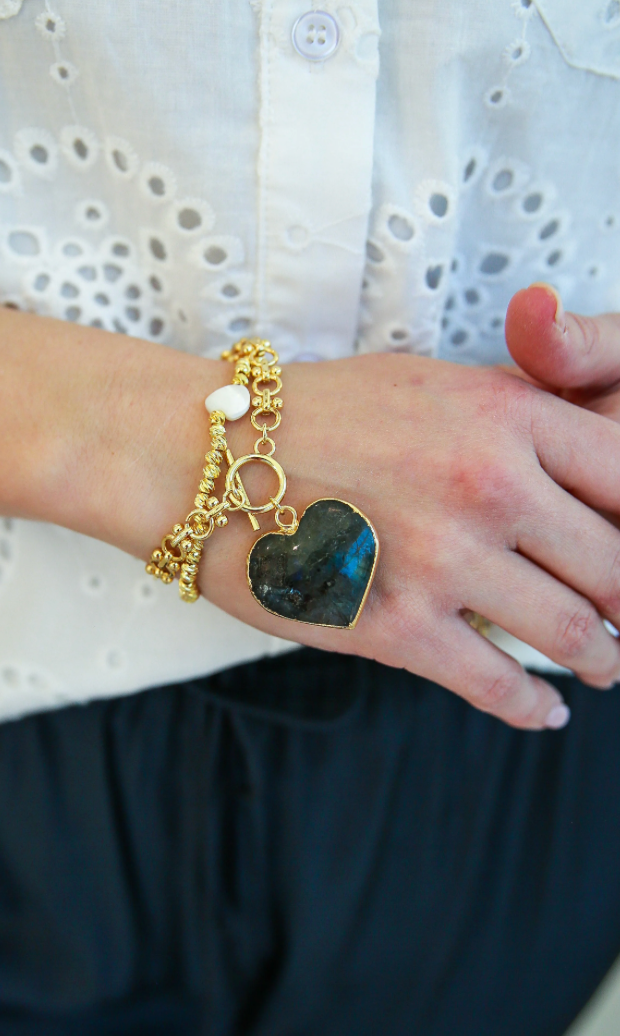 Easton Elle Large Labradorite Heart Bracelet