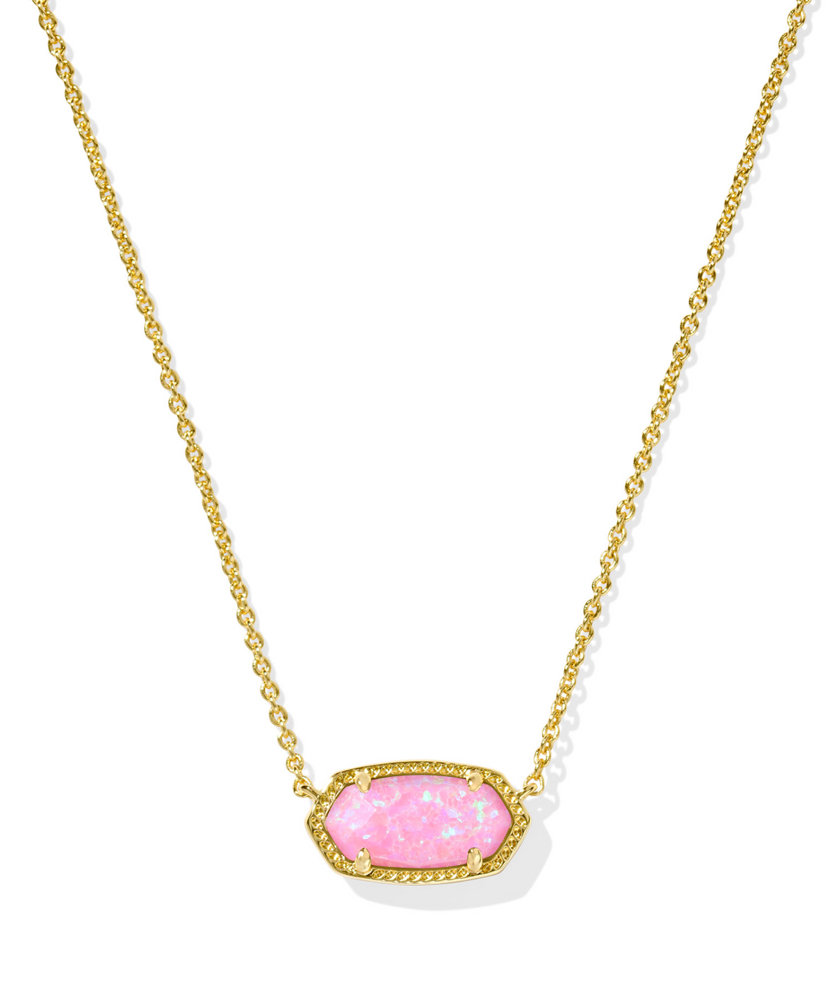 Kendra Scott Elisa Gold Short Pendant Necklace in Carnation Kyocera Opal