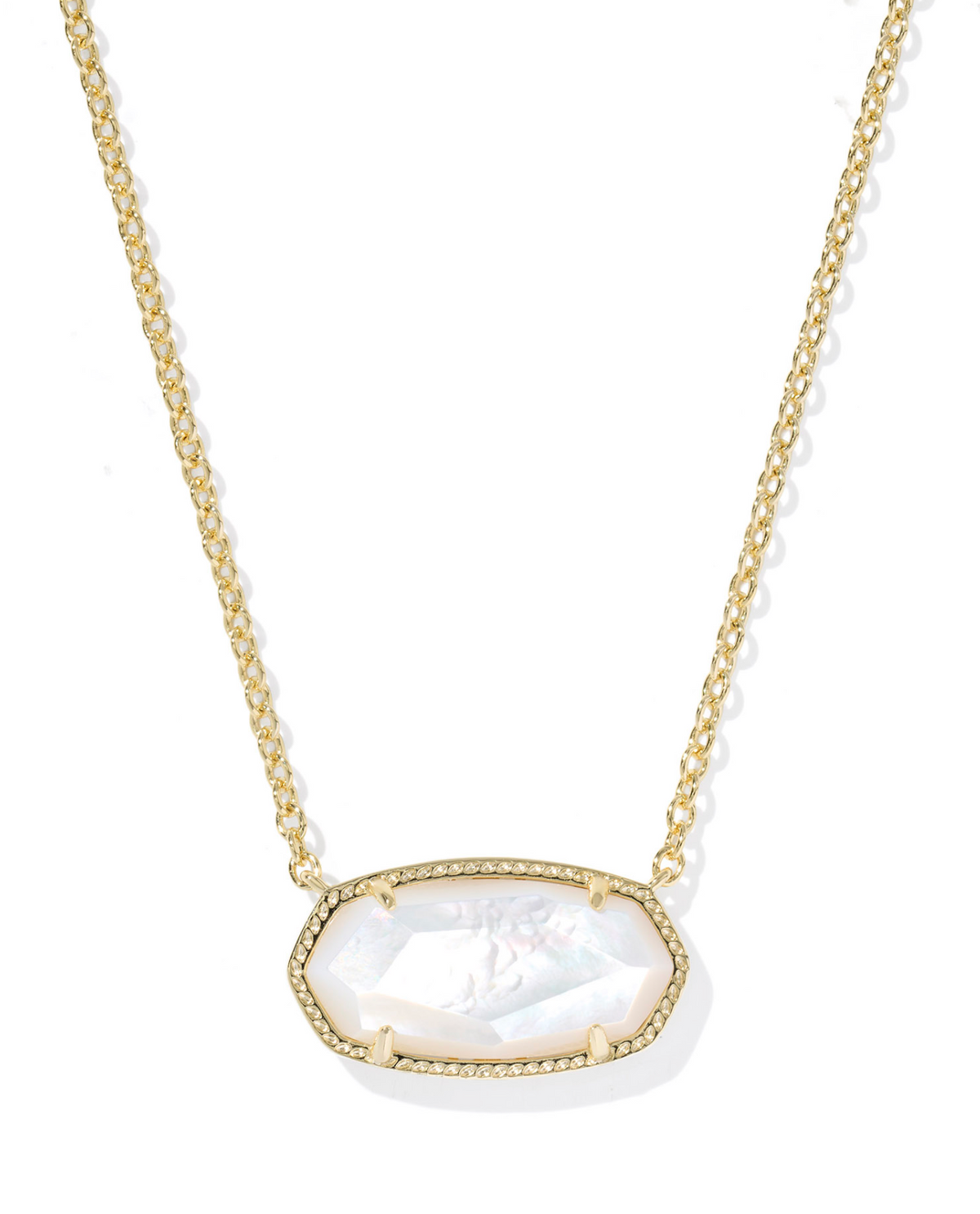 Kendra Scott Elisa Statement Gold Ivory Mother of Pearl Short Pendant Necklace