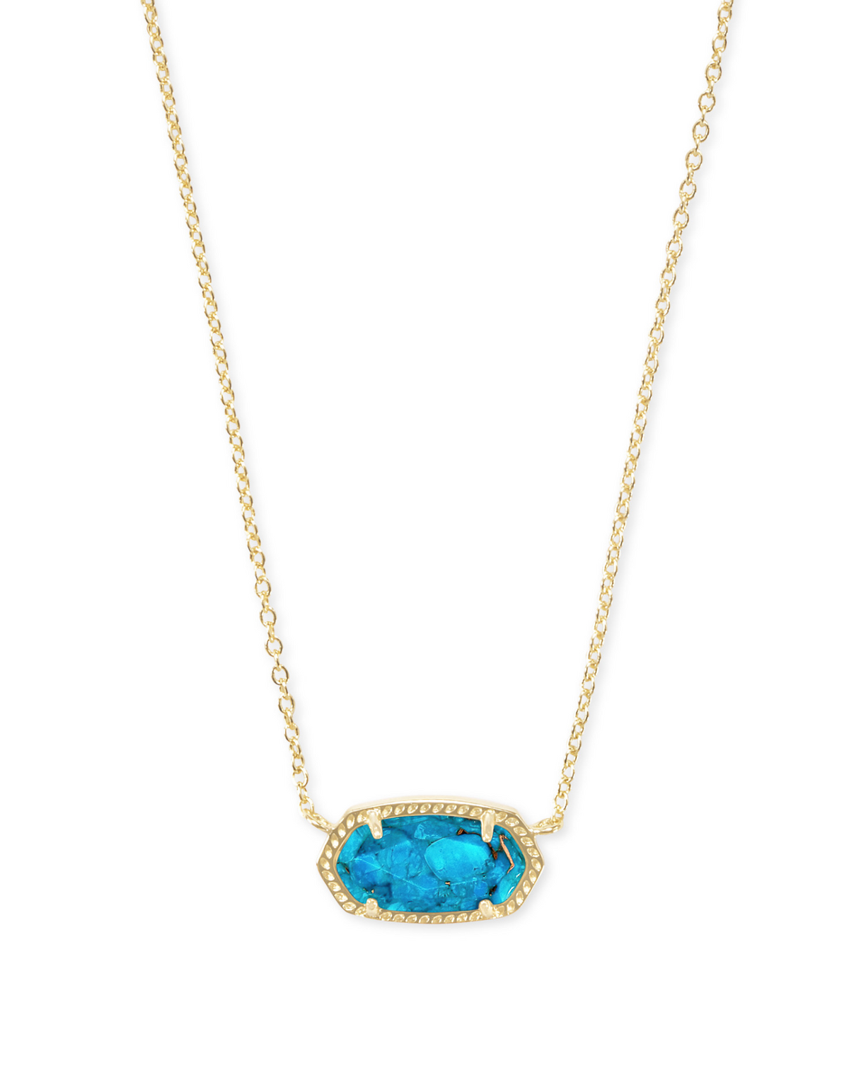Kendra Scott Elisa Pendant Necklace Gold Bronze Veined Turquoise Magnesite