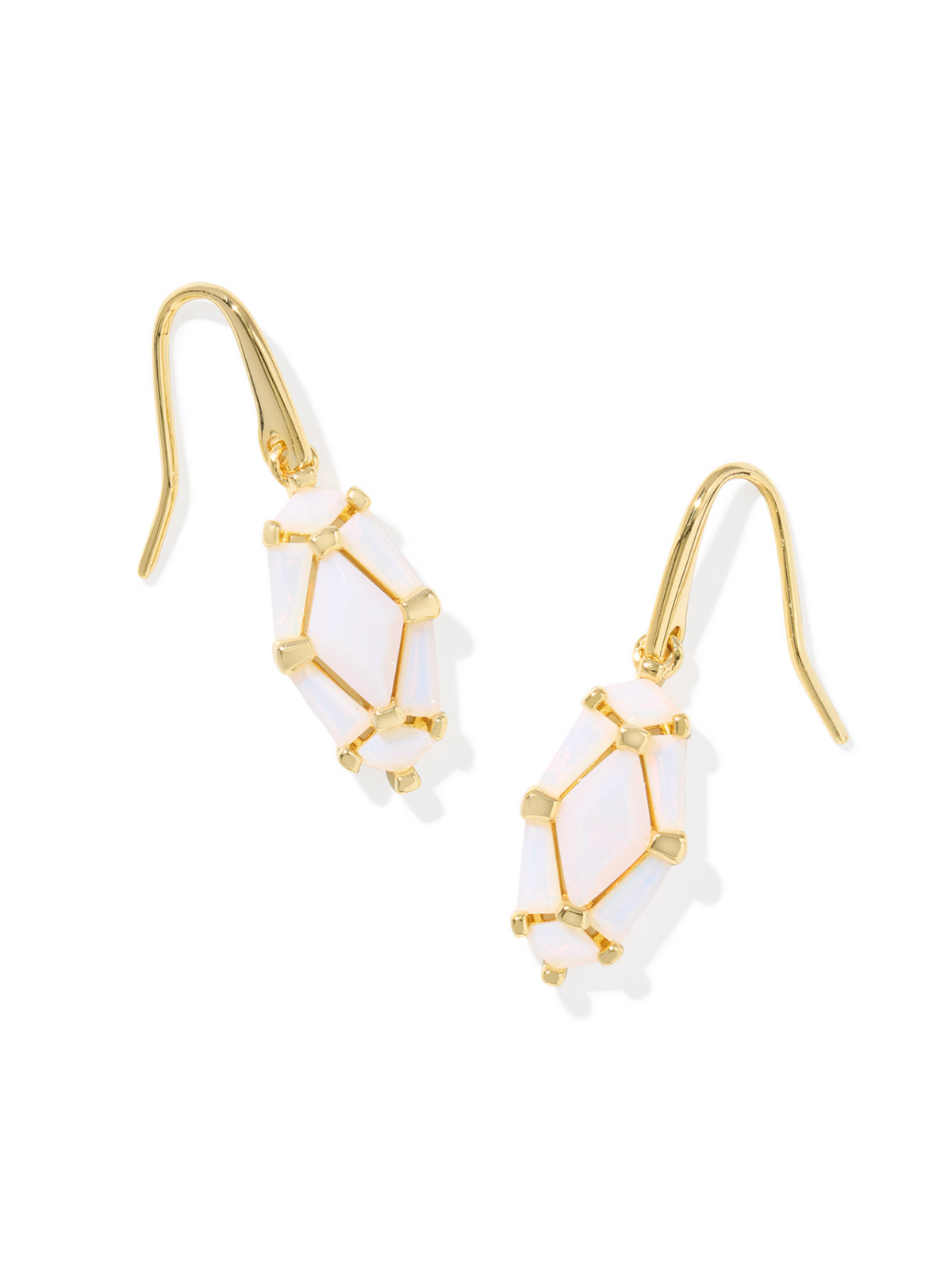 Kendra Scott Lindy Rae Lee Gold Drop Earrings White Opalite Crystal