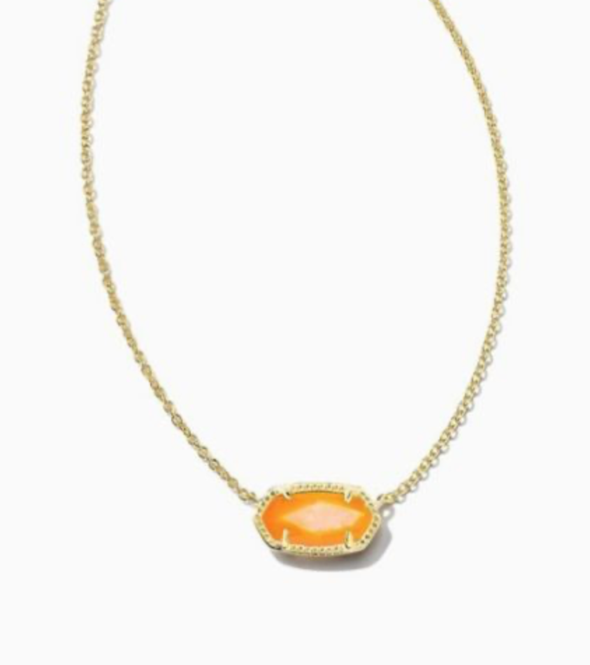 Elisa Pendant Necklace Gold Orange Mother of Pearl