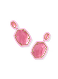 Kendra Scott Daphne Enamel Frame Gold Drop Earrings Bright Pink Illusion